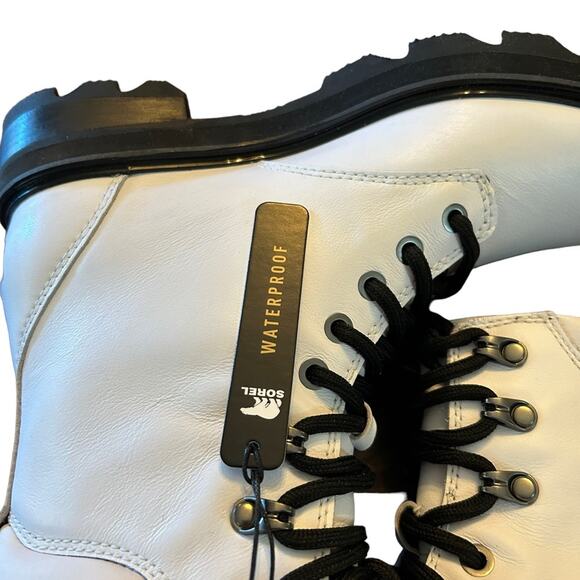 Sorel Lennox Lace STKD Waterproof Leather Boot Winter City NEW Size 9.5 White - Picture 11 of 12